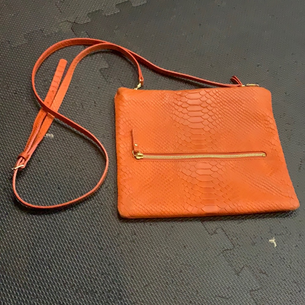 Unbranded Orange Faux Leather Cross-Body Purse
